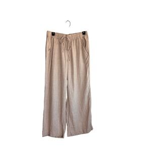 Lane‎ Bryant Soft Linen Blend Wide Leg Mid Rise Pants Size 14 Beige